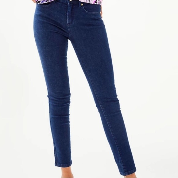 Lilly Pulitzer South Ocean High Rise Skinny Jeans Size 6 cosmic dark Wash - Picture 8 of 13